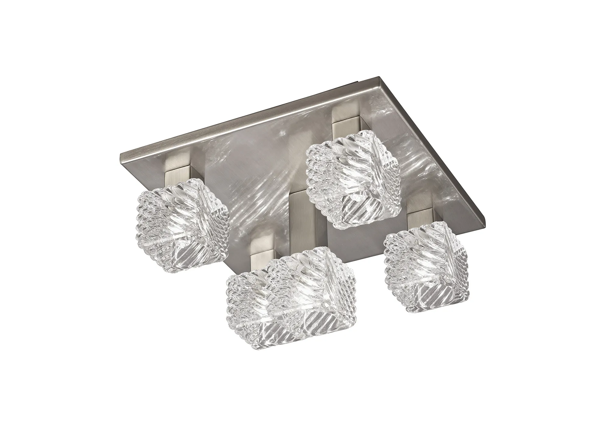 D0163  Accor Glass Square Ceiling Flush 5 Light Satin Nickel